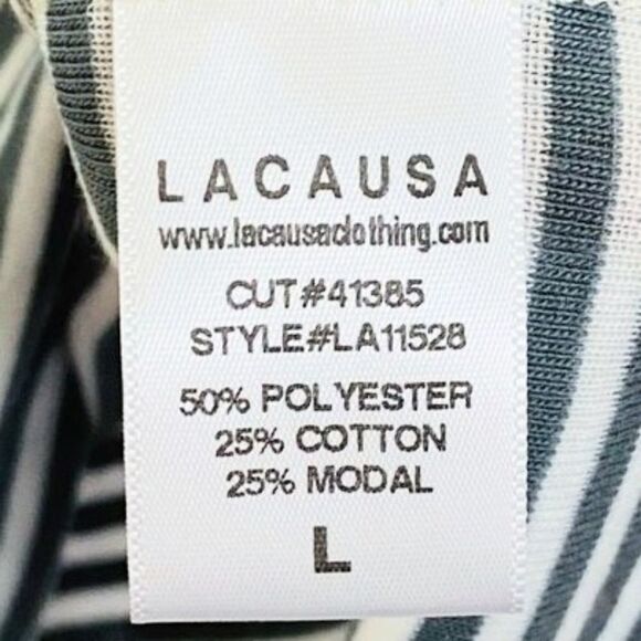 NWT LACAUSA Striped Scoop Neck Tank Top L - Picture 5 of 6